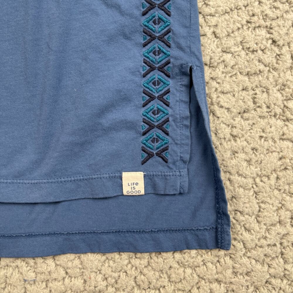 Life Is Good Shirt Womens Small Blue Embroidered Trim Create Your Own Sunshine - Picture 3 of 8